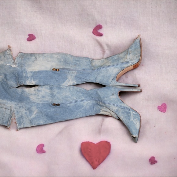 Denim thigh high boots - Picture 2 of 3